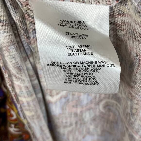 Jones New York Paisley Lace Up Short Sleeve Dressy Tee Top Size L NWT - Picture 8 of 10